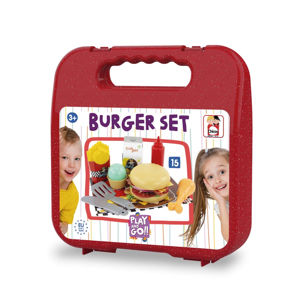 Chicos - Play & Go Pretend Playset - Burger Set - 15 Pcs