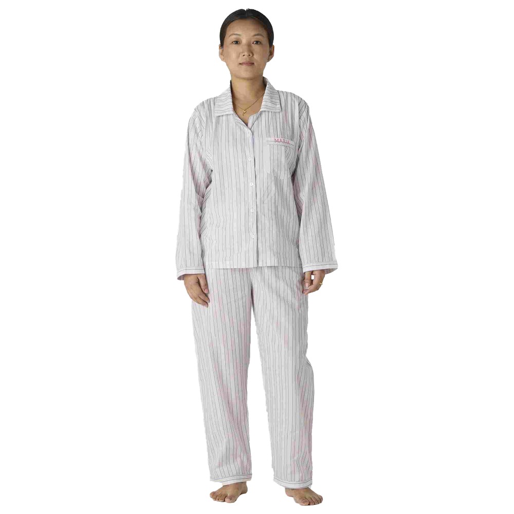 ليتل ويست ستريت - طقم بيجاما مخططة للنساء - أبيض هادئ - قطعتين