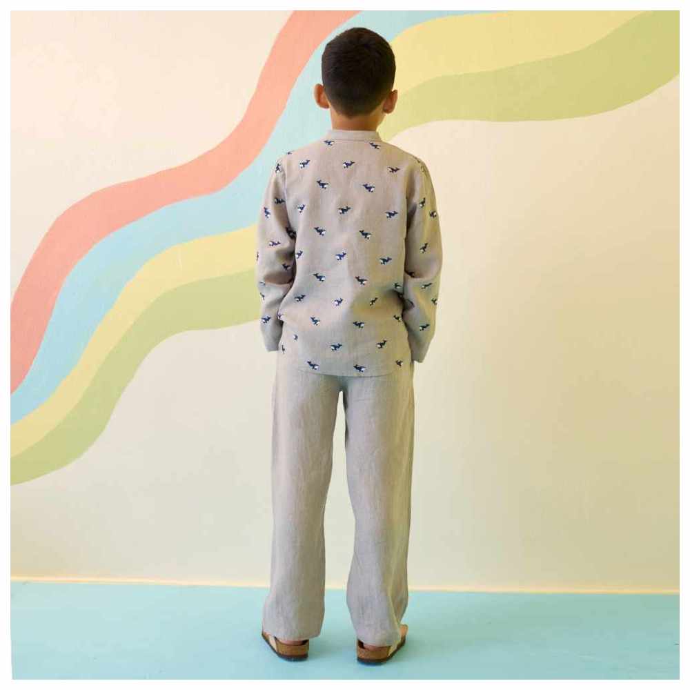 Little West Street - Rio Plain Linen Pants - Grey