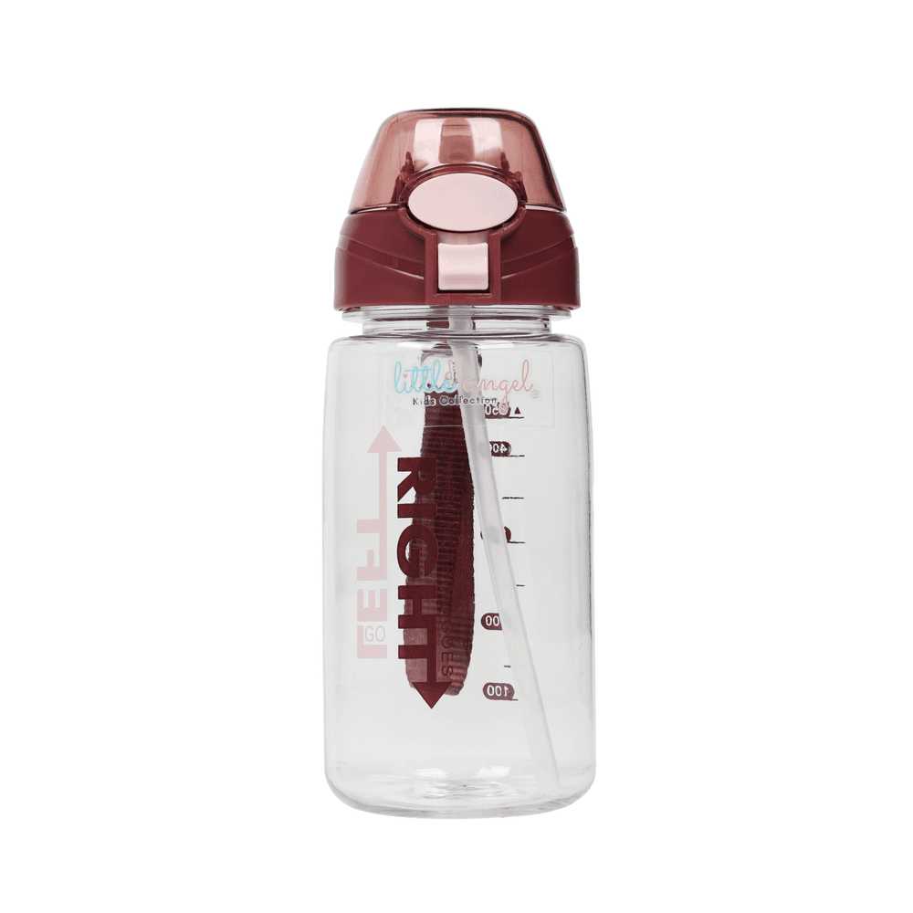 زمزمية مياه للأطفال من ليتل أنجل - سعة 550 مل مع شفاطة وغطاء قلاب، مصنوعة من البلاستيك، لون وردي
