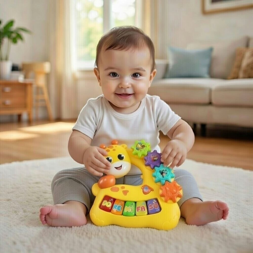 ليتل أنجل - لعبة بيانو الزرافة الموسيقية للأطفال - أصفر