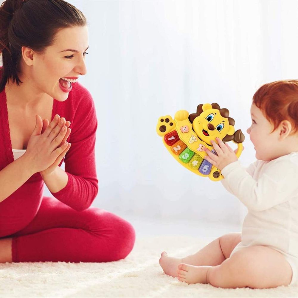 ليتل أنجل - لعبة بيانو موسيقي على شكل أسد صغير - أصفر