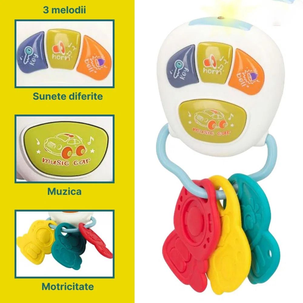 ليتل أنجل - لعبة خشخيشة موسيقية للأطفال مع جهاز تحكم عن بعد ومفتاح - متعددة الألوان