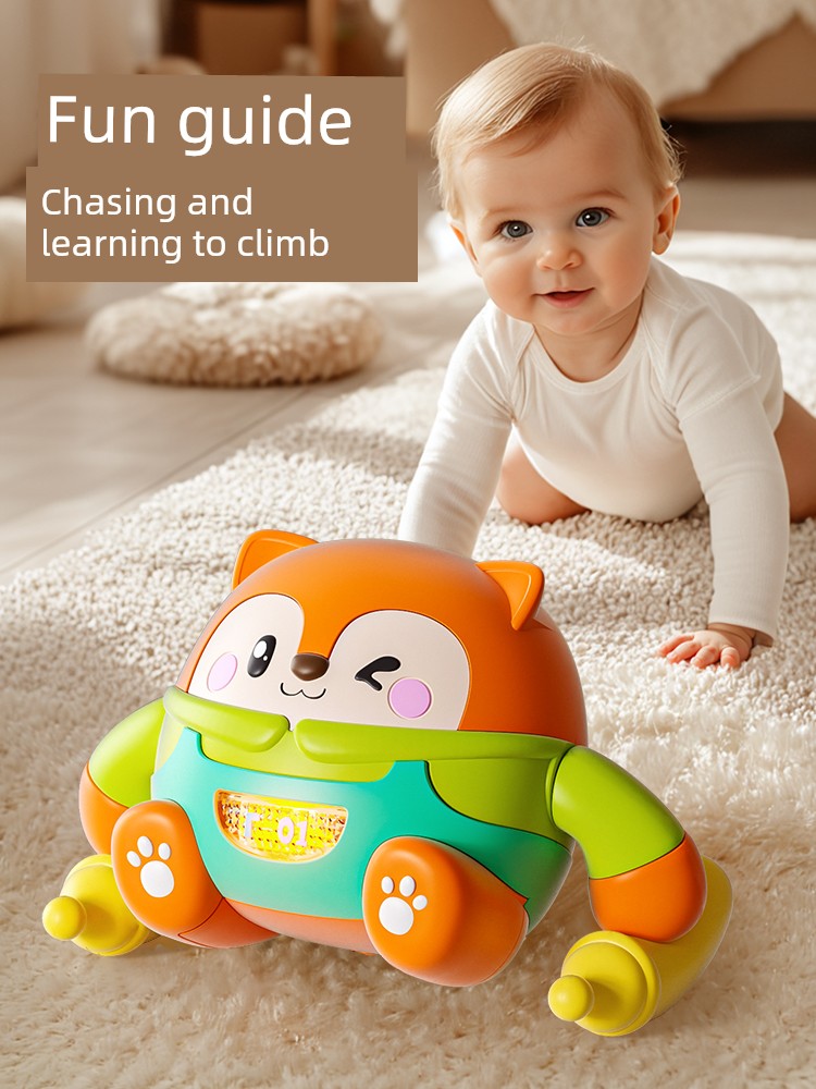 Little Angel Tumbling Pet Crawling Toy With Lights, Music & Voice Sensor - Fox