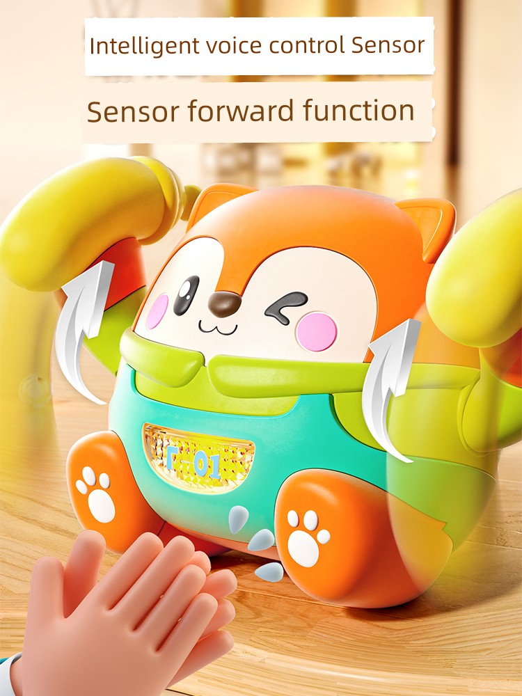 Little Angel Tumbling Pet Crawling Toy With Lights, Music & Voice Sensor - Fox