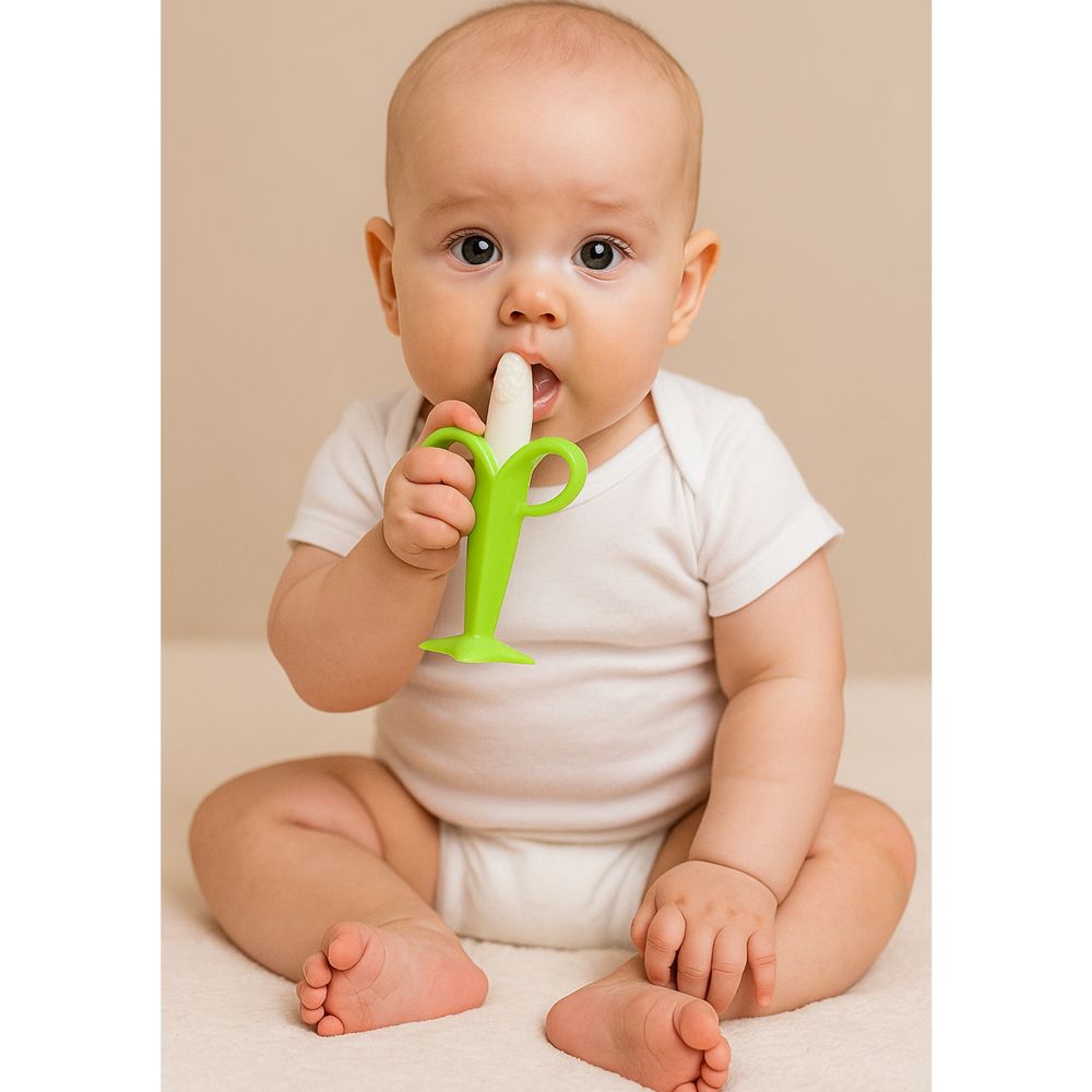 ليتل أنجل - عضاضة سيليكون للأطفال وفرشاة أسنان تدريب - متعددة الألوان