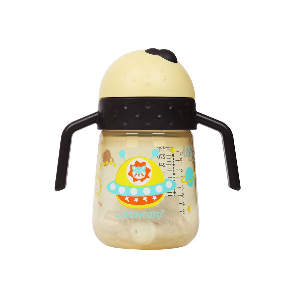 Little Angel - Baby Water Bottle with Straw & Handles 300ml - Black