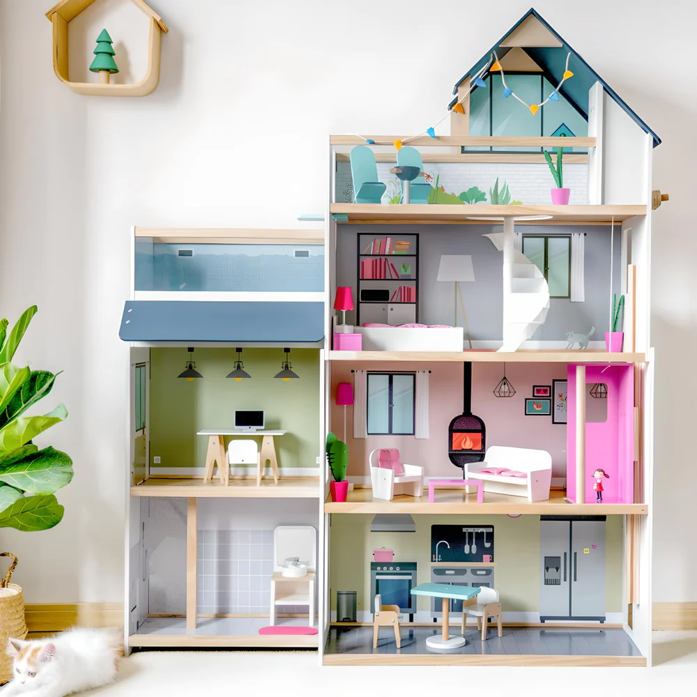 ليتل أنجل - بيت الدمى الخشبي للأطفال