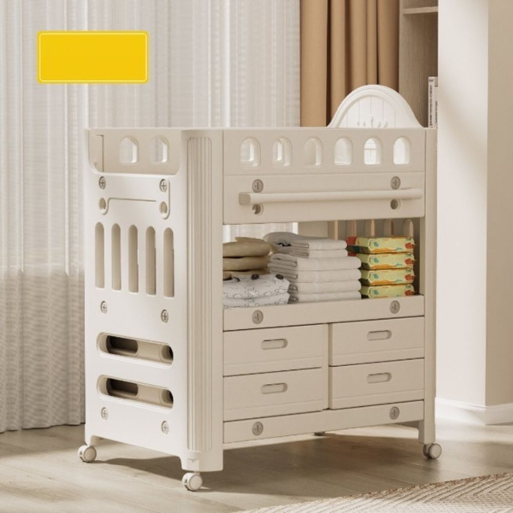 Little Angel Baby Diaper Changing Table With Wheels & Storage Drawers