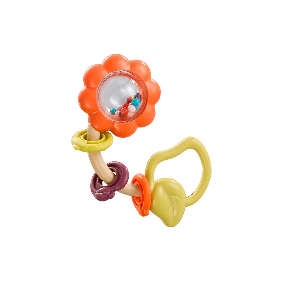 Goodway - Baby Flower Rattle Teether Toy With Beads Design - Yellow