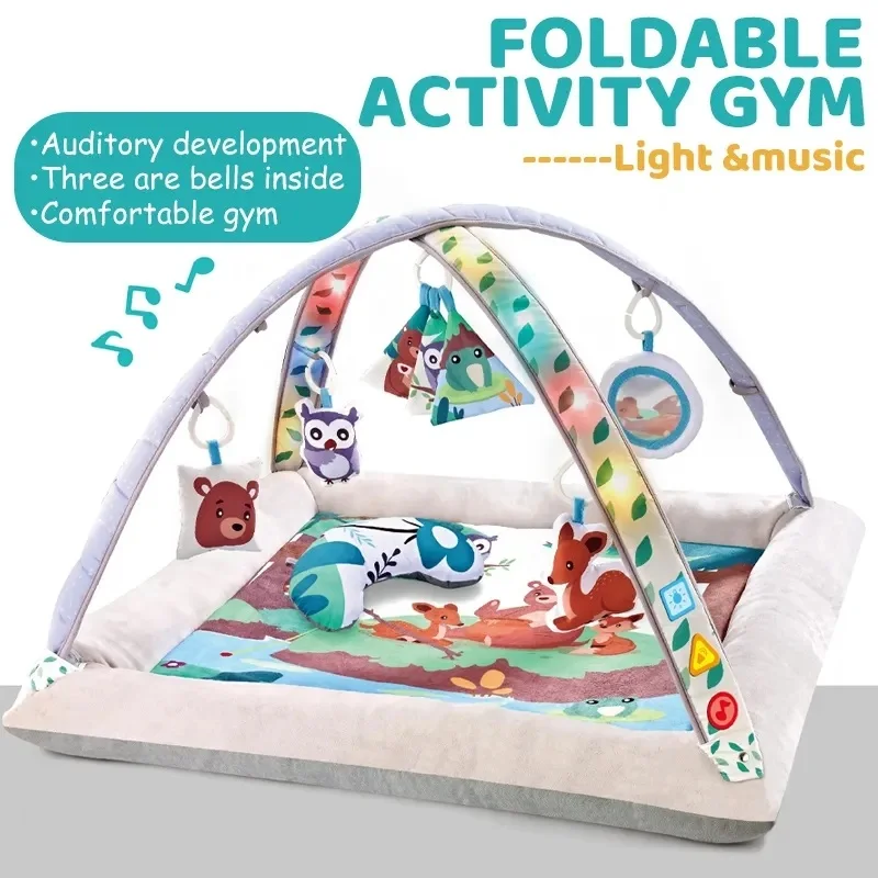 Little Angel Baby Musical Play Gym Mat With Hanging Toys - Pink