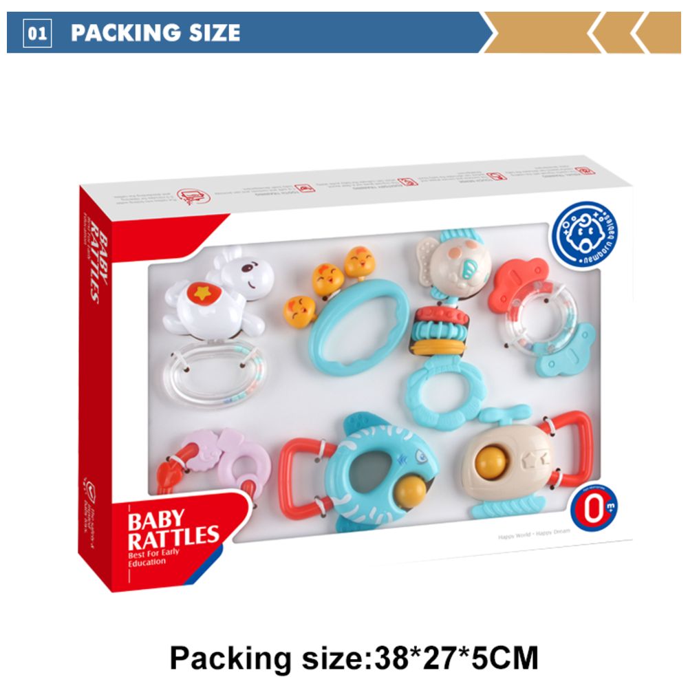 هوانجر - مجموعة ألعاب خشخيشة وعضاضة للأطفال حديثي الولادة، 7 قطع