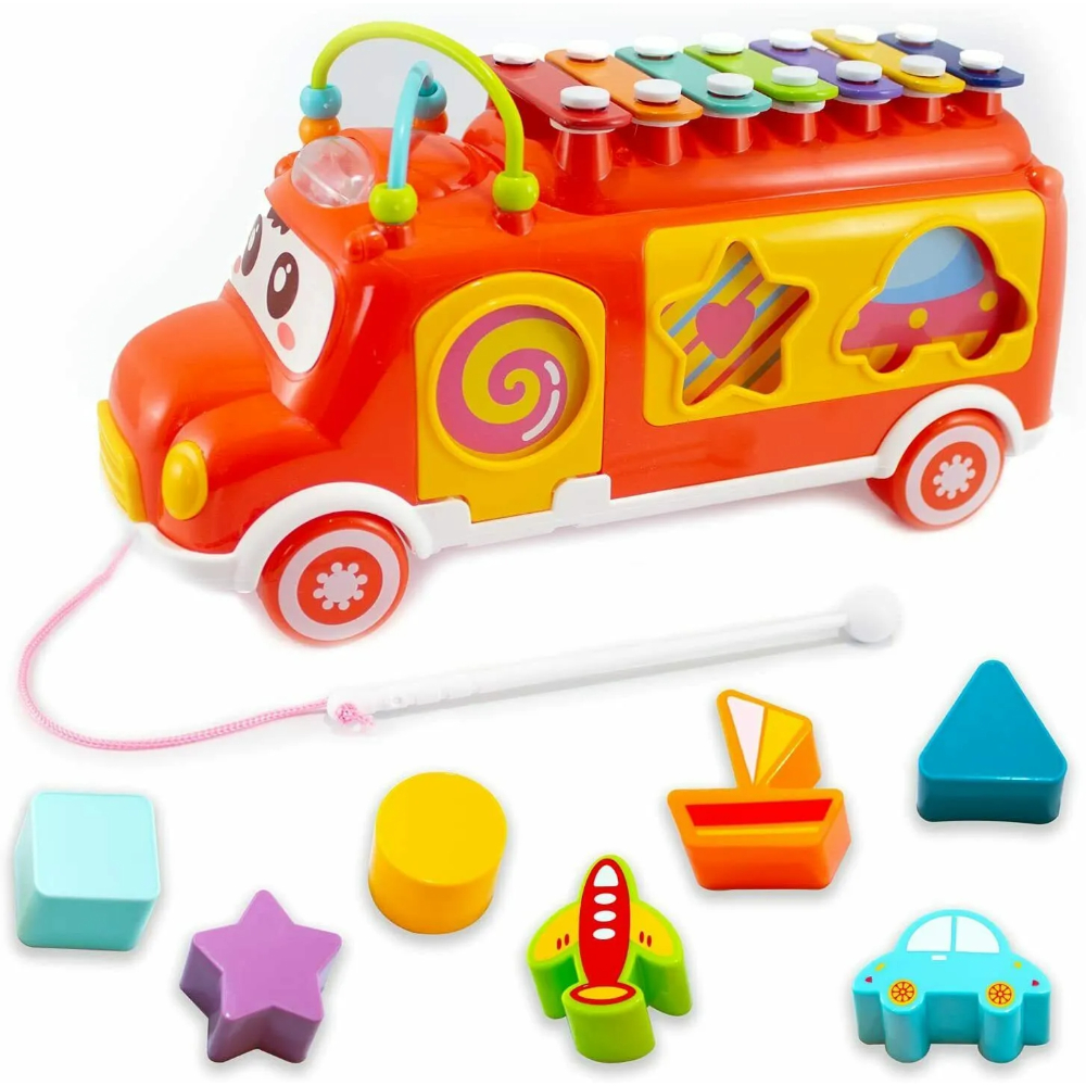 Huanger - Baby Musical Bus Toy With Xylophone -Orange