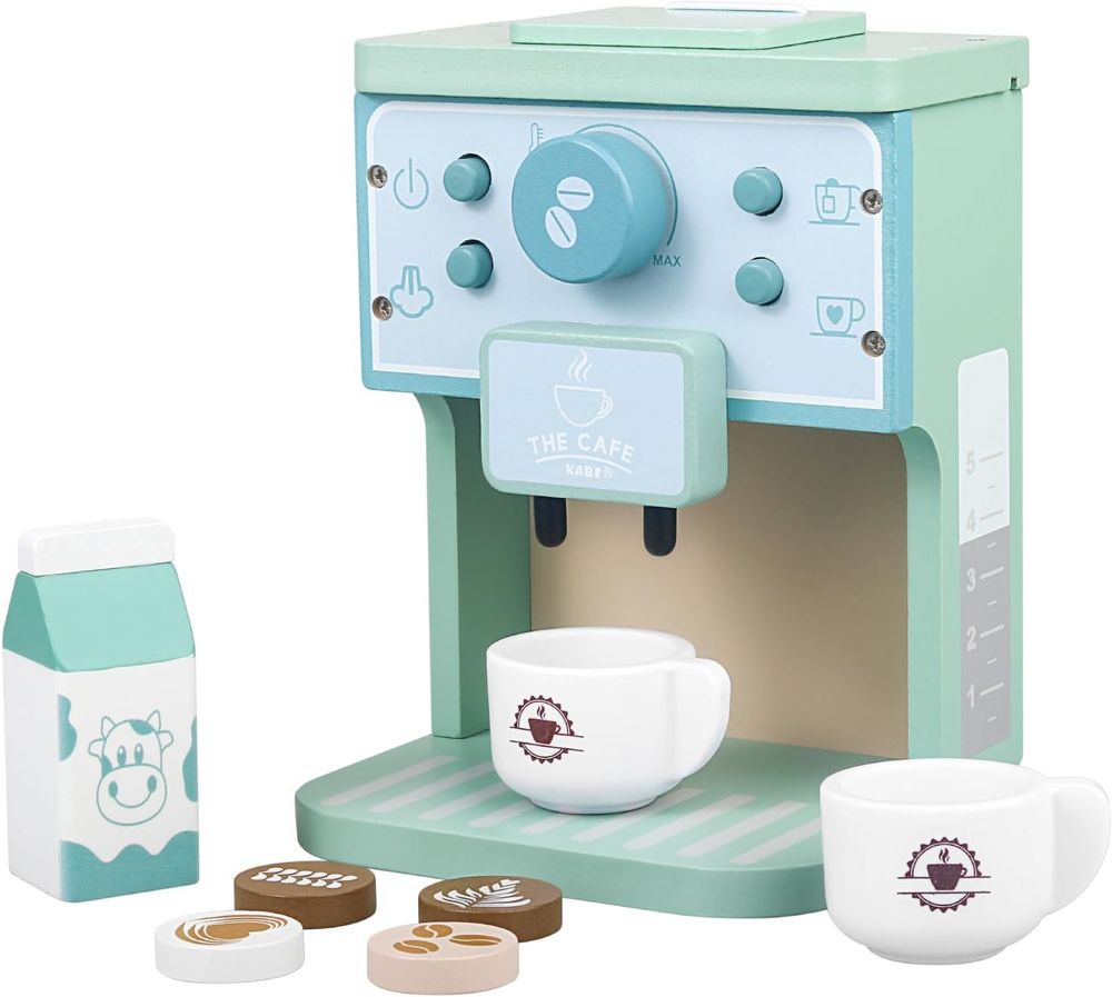 Little Angel Kids Wooden Coffee Maker Pretend Playset - 8pcs