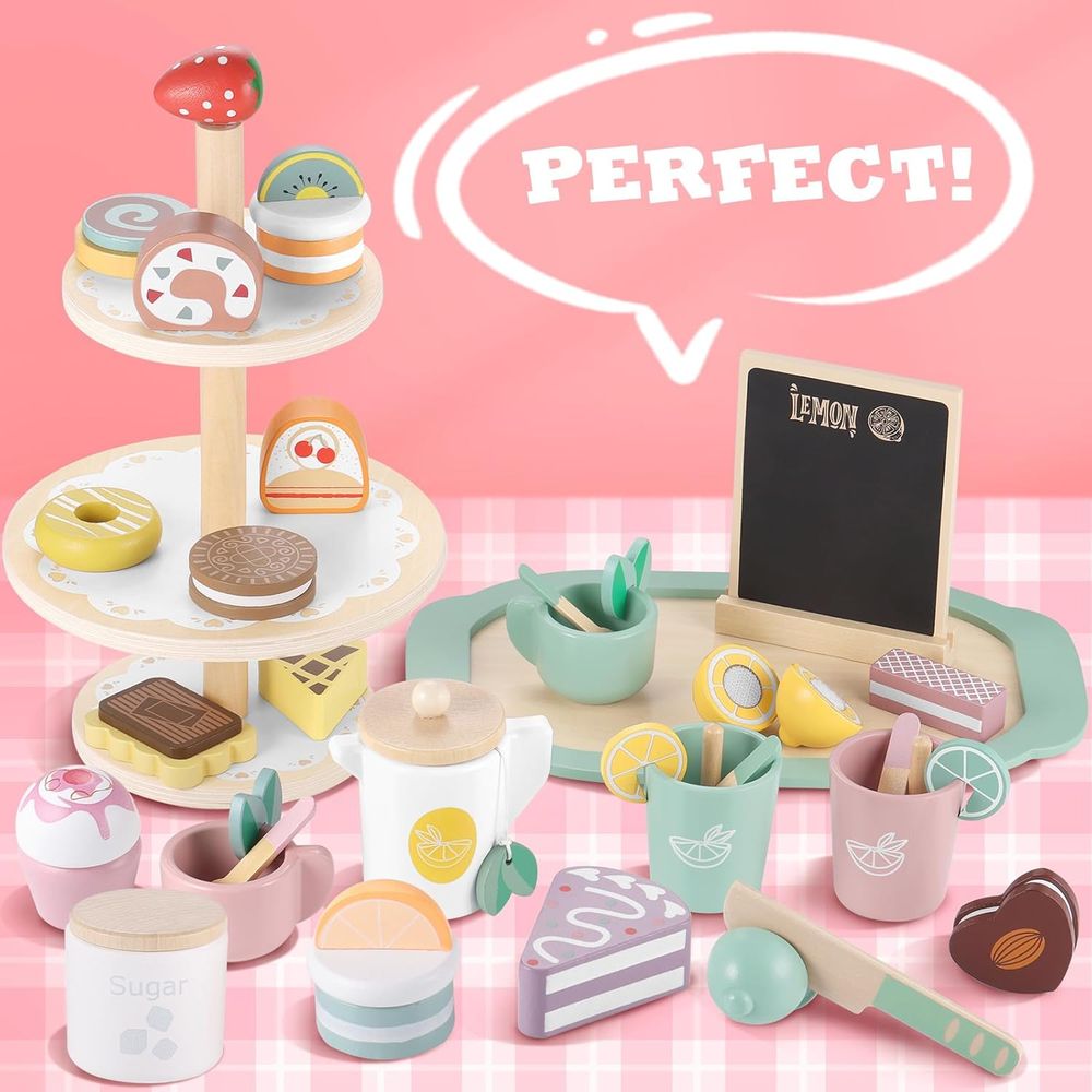 Little Angel Wooden Dessert Stand Toy - Cake Cupcake Playset