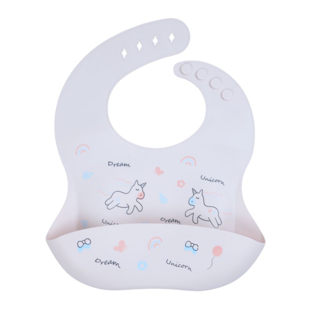 ليتل أنجل – مريلة سيليكون للرضع بتصميم يونيكورن – زهري فاتح