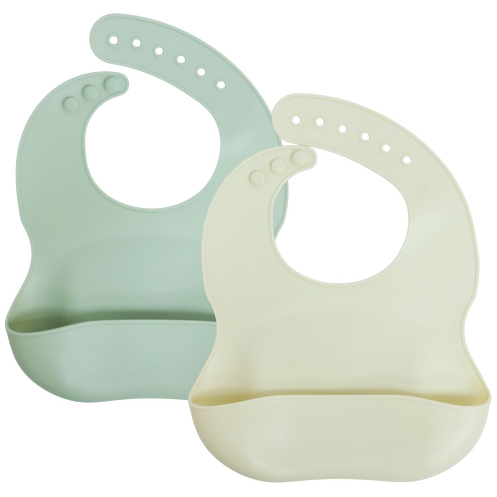 Little Angel Silicone Baby Bib For Infant - Green/Cream