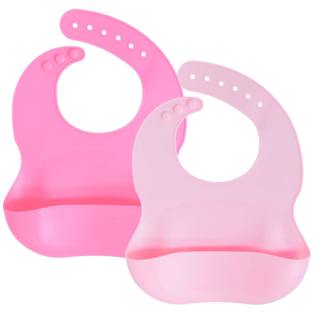 ليتل انجل - مريلة أطفال سيليكون للرضّع - وردي فاتح/وردي داكن