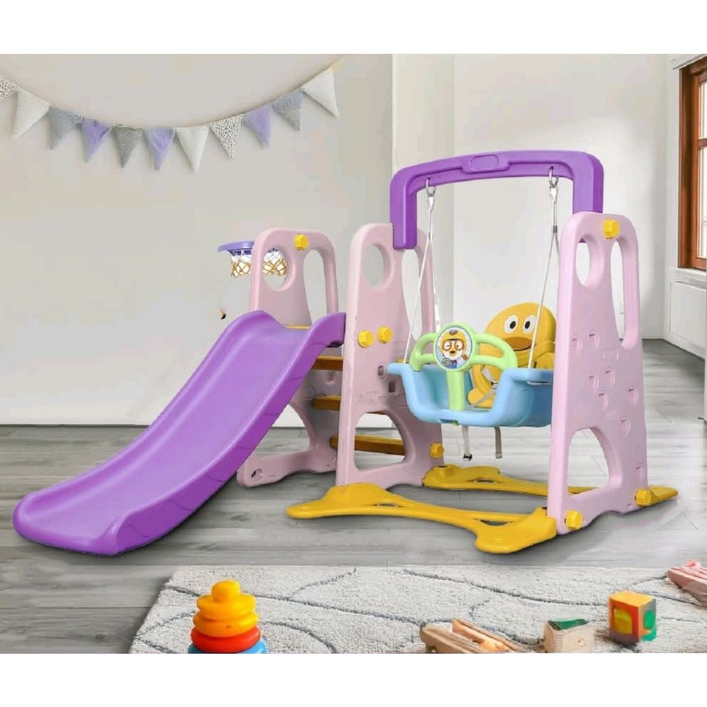 Little Angel 3-In-1 Slide And Swing Activity Playset - Multicolor