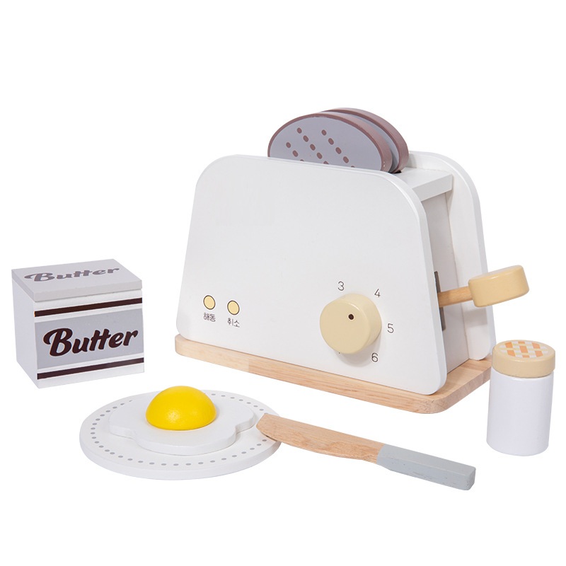 Little Angel Kids Wooden Toaster Set - 5+Pcs