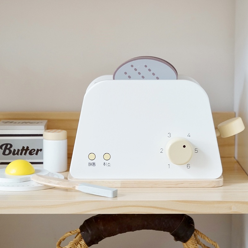 Little Angel Kids Wooden Toaster Set - 5+Pcs