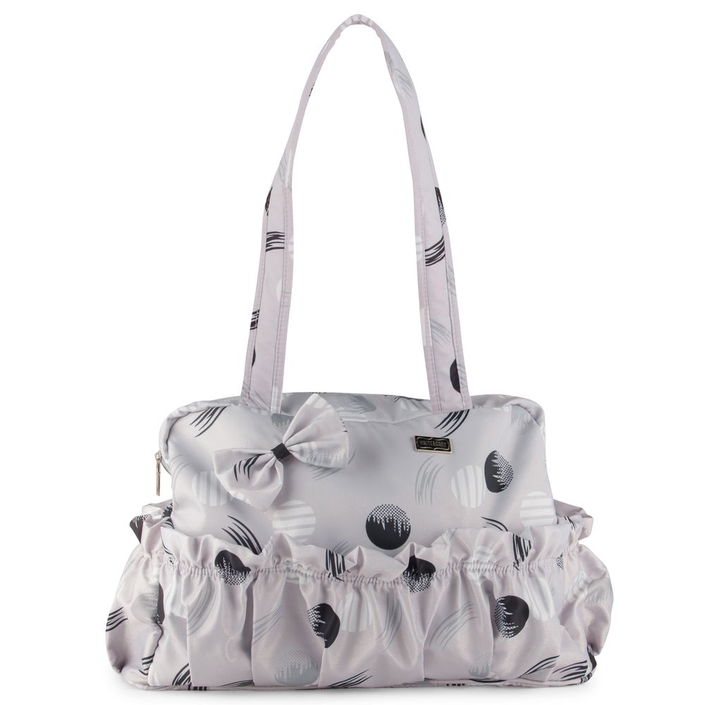 White&Grey - Baby Diaper Bag With Changing Mat - Moonlight Circles