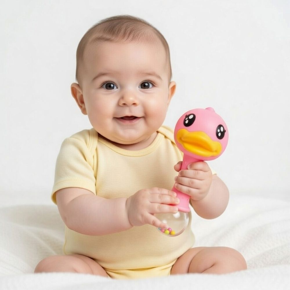 Little Angel - Baby Duck Grab & Shake Rattle Toy - Pink