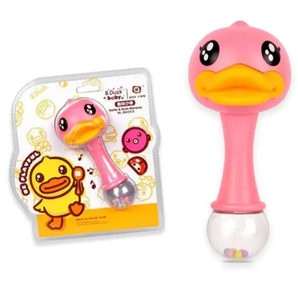 Little Angel - Baby Duck Grab & Shake Rattle Toy - Pink