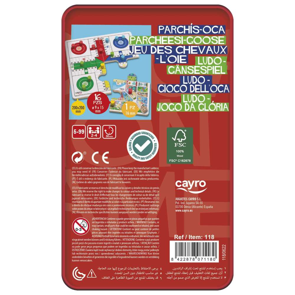 Cayro - Ludo & Goose Board Game With Metal Box - 25 Pcs