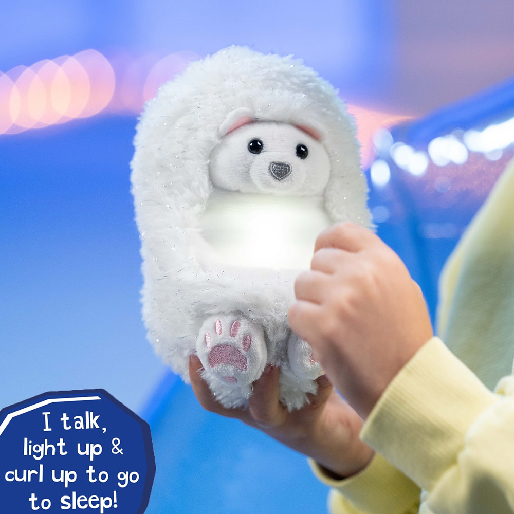 Golden Bear - Curlimals Arctic Glow Perry Polar Bear Interactive Soft Toy - White - 16cm
