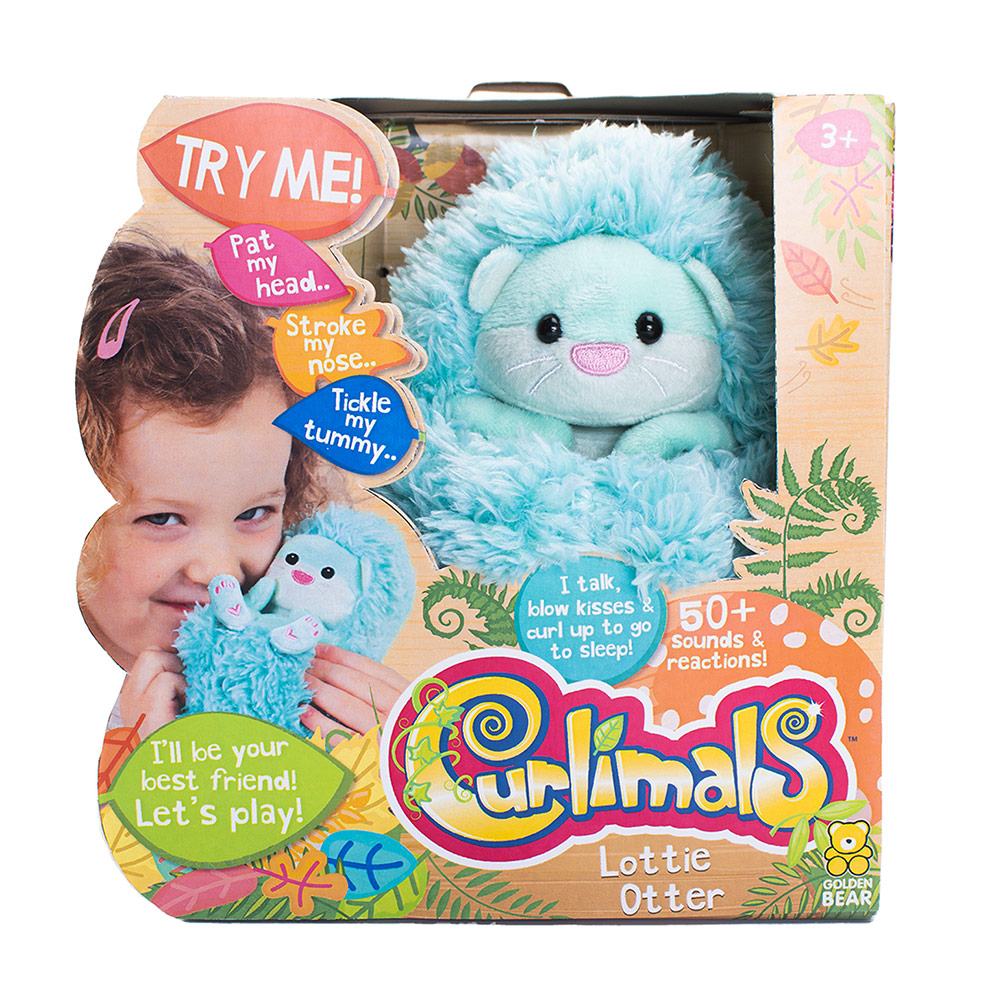 Golden Bear - Curlimals Lottie The Otter Interactive Soft Toy - Blue - 15cm