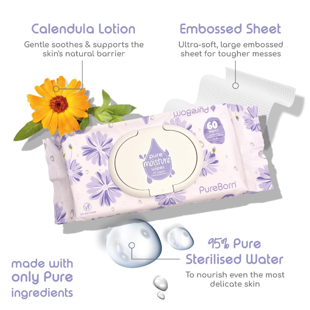Pureborn - Pure Moisture Baby Wipes - Pack of 60