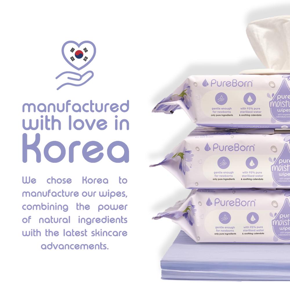 Pureborn - Pure Moisture Baby Wipes - 60's x 3 (180pcs)