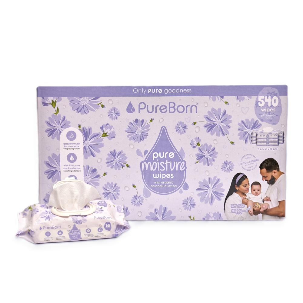Pureborn - Pure Moisture Baby Wipes - 60's x 9 (540pcs)