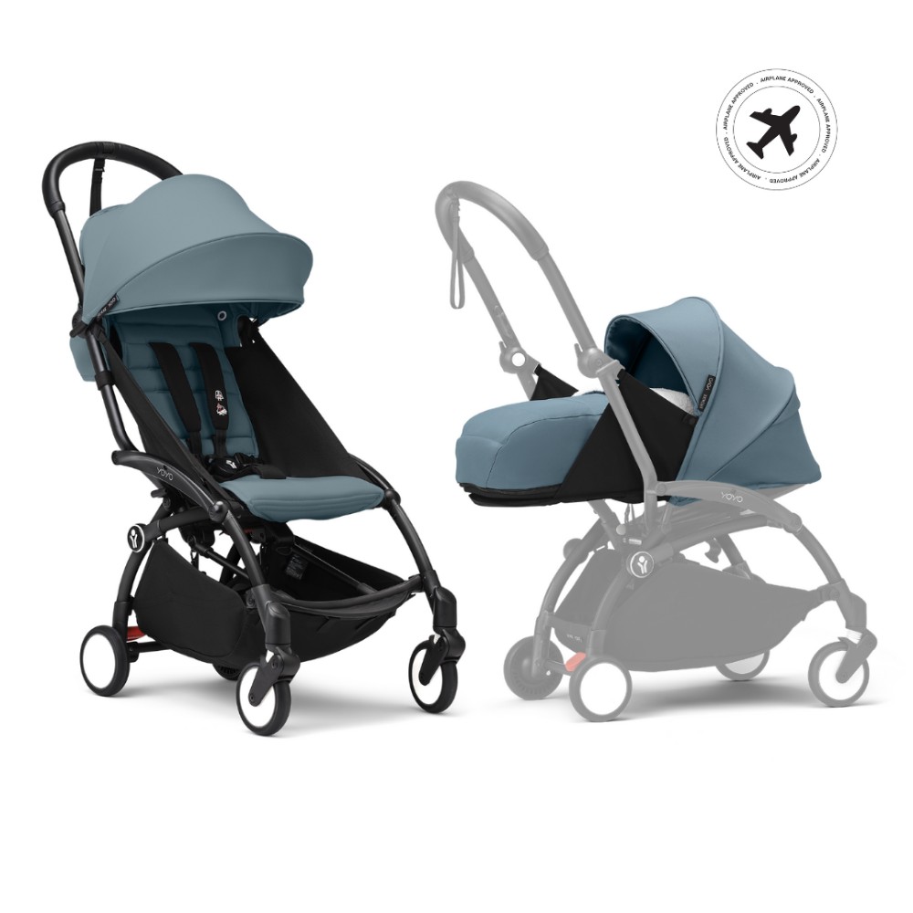 Stokke - YOYO3 Full Stroller with Frame, 0+ Newborn and 6+ Color Pack - Black Base