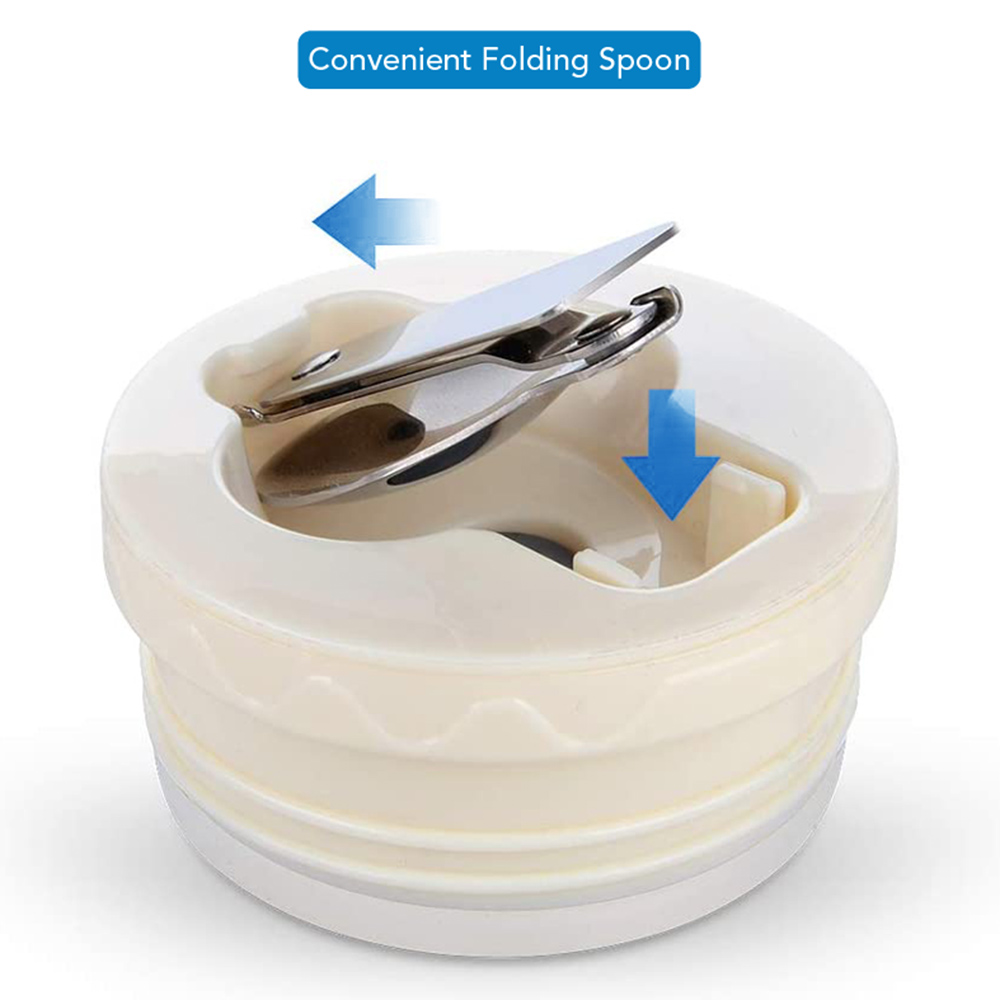 اسمك - حافظة طعام (ترمس) قابلة للتخصيص مع ملعقة 3 - باتويلز - 475 مل - أزرق