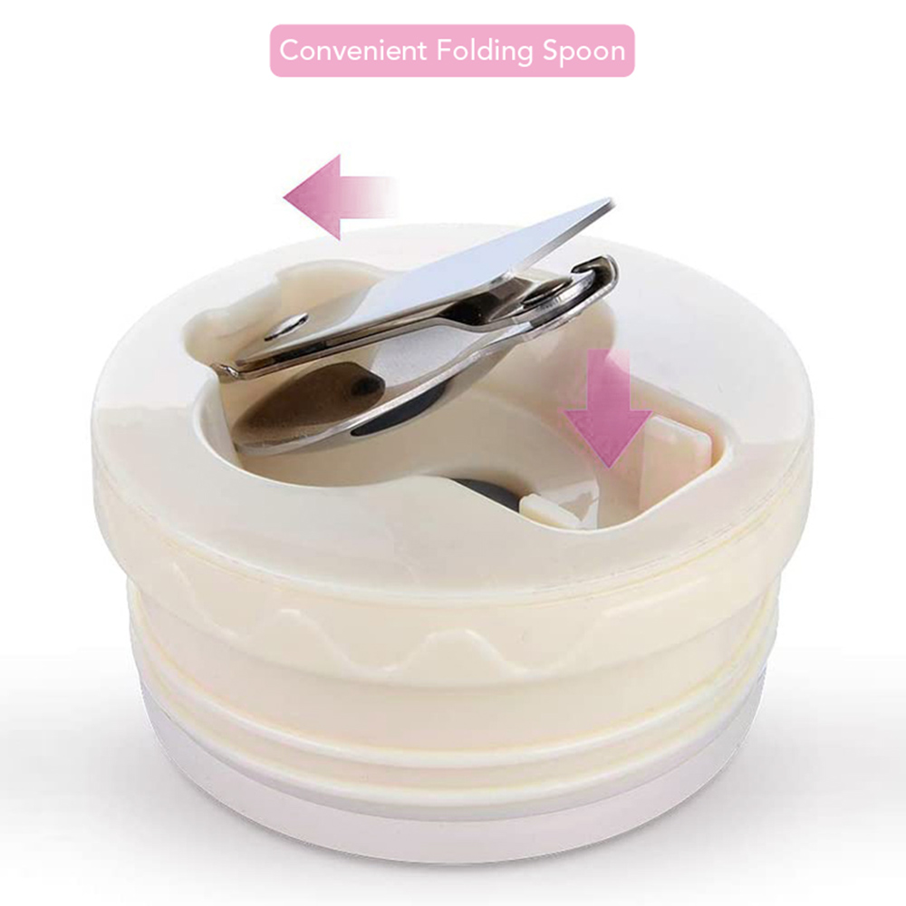 اسمك - حافظة طعام (ترمس) ديزني قابلة للتخصيص مع ملعقة - ستيتش - 475 مل - زهري