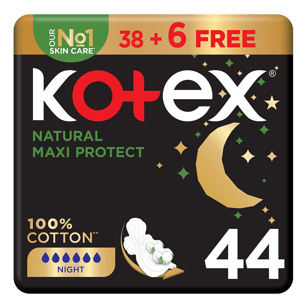 Kotex - Natural Maxi Protect Night Sanitary Pads With Wings - 44pcs