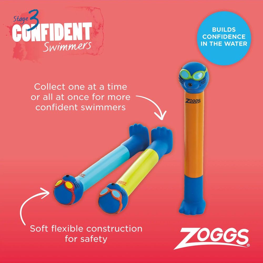 Zoggs Zoggy Depth Probe Dive Sticks - 3 Pc Set