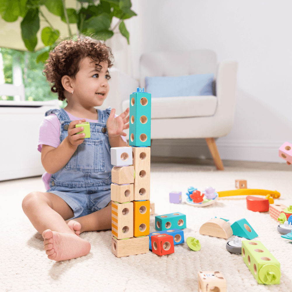 Melissa & Doug Blockables Wooden Mix & Match Building Playset - Town - 73 Pcs