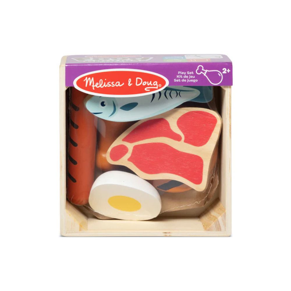 Melissa & Doug Wooden Food Pretend Playset - Protein - 7 Pcs