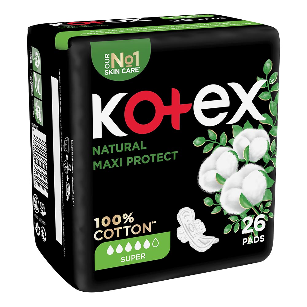 Kotex - Natural Maxi Protect Sanitary Pads With Wings - Super - 26pcs