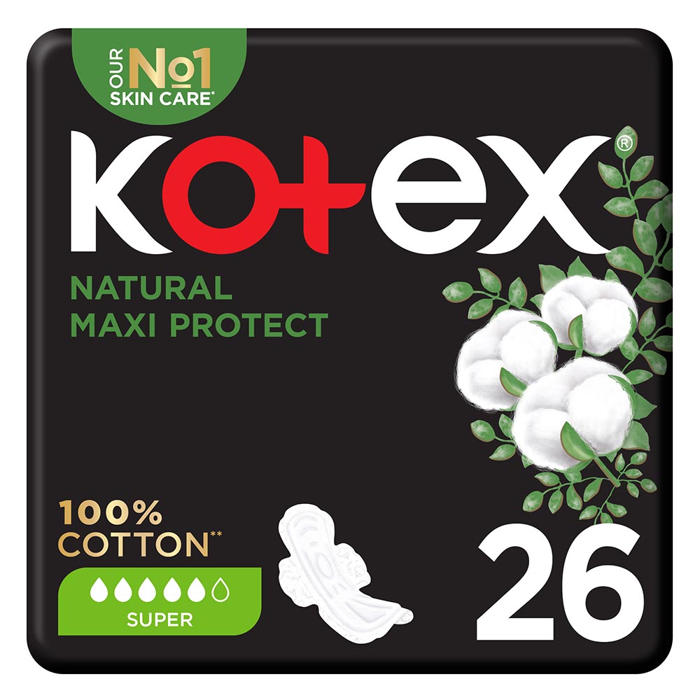 Kotex - Natural Maxi Protect Sanitary Pads With Wings - Super - 26pcs