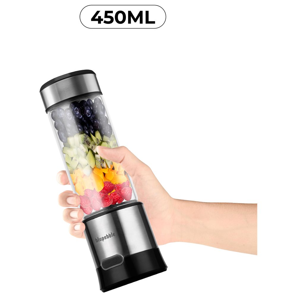 بلو بيبل - خلاط محمول قابل لإعادة الشحن مع 6 شفرات - 450 مل - رمادي