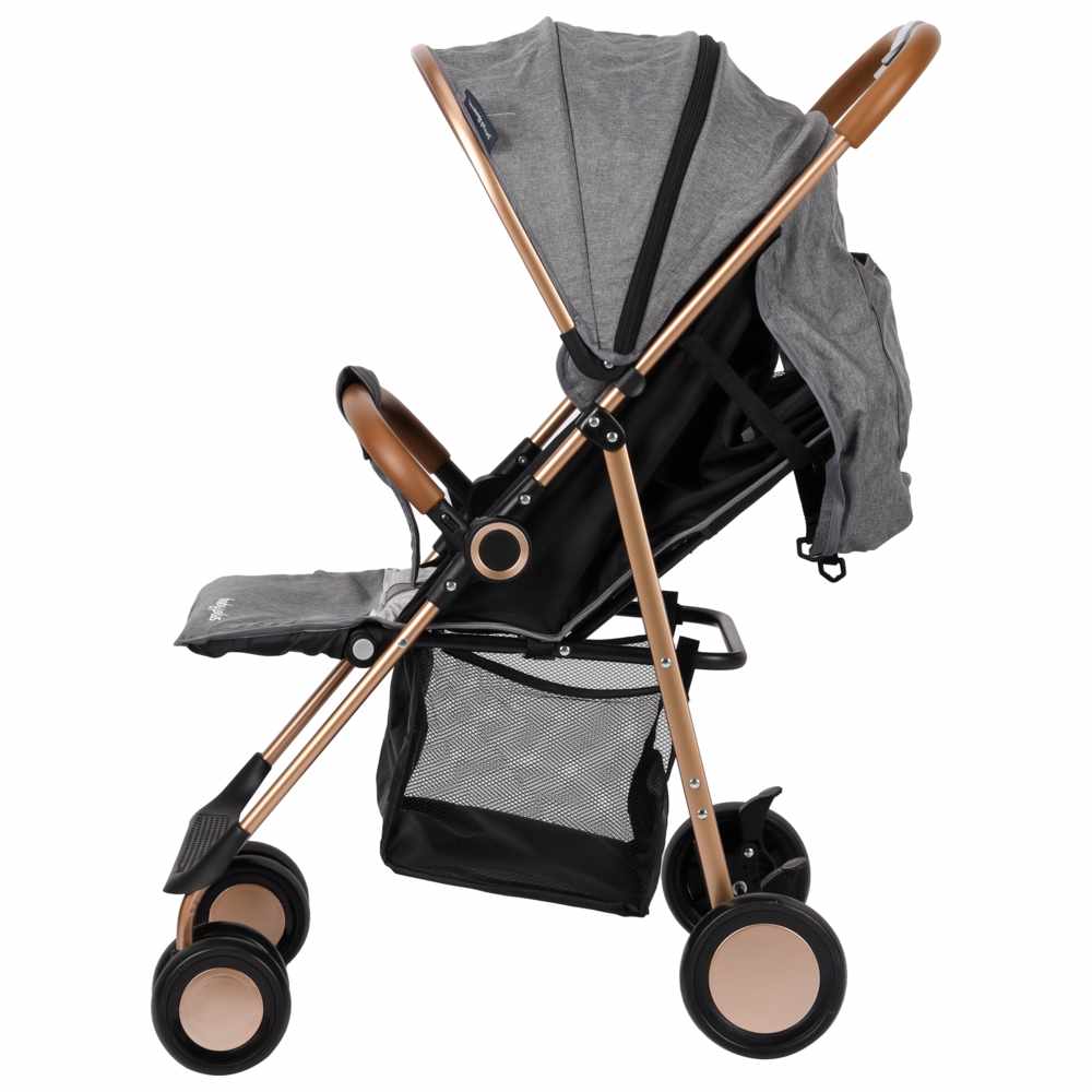 بيبي بلس - عربة أطفال خفيفة الوزن فاخرة - رمادي