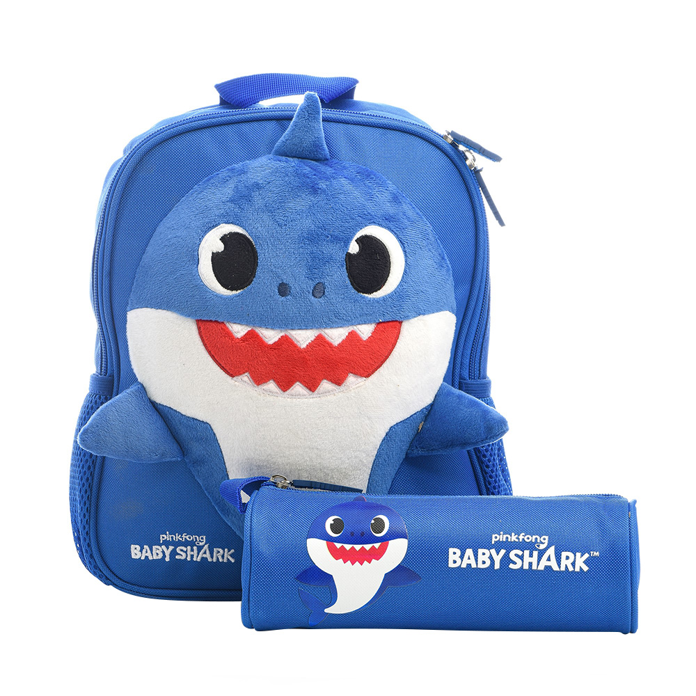 Hollywood Magic - 12-Inch Baby Shark Backpack And Pencilcase - Blue