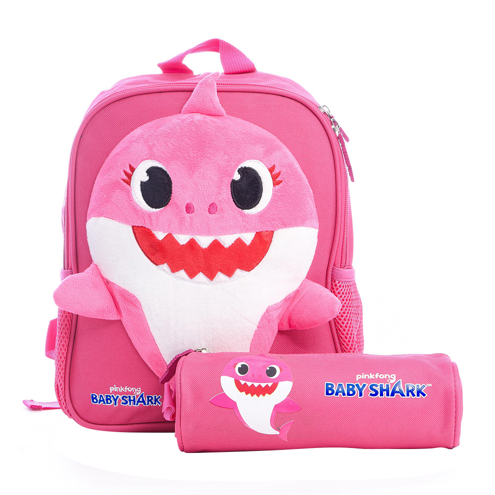Hollywood Magic - 12-Inch Baby Shark Backpack And Pencilcase - Pink