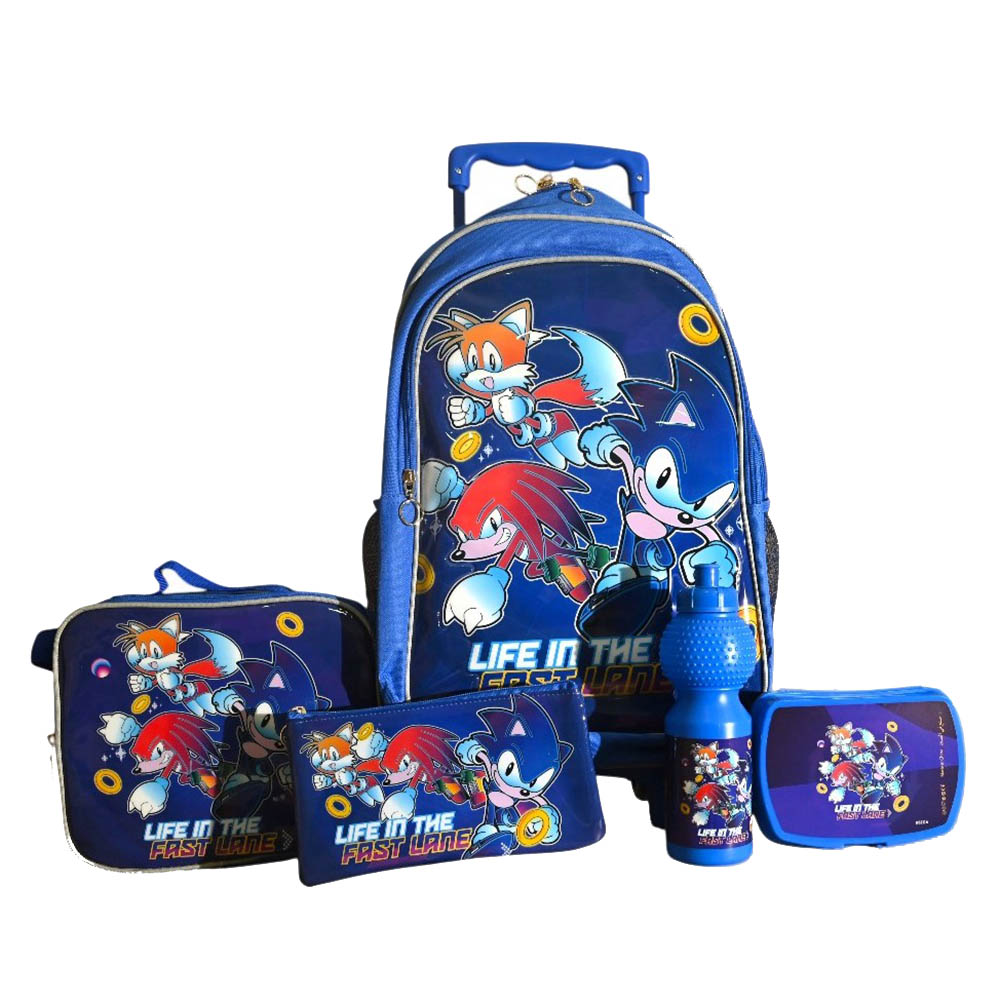 Hollywood Magic - Sonic 5-In-1 Trolleybag With Lunchbag, Pencilcase, Lunchbox And Water Bottle