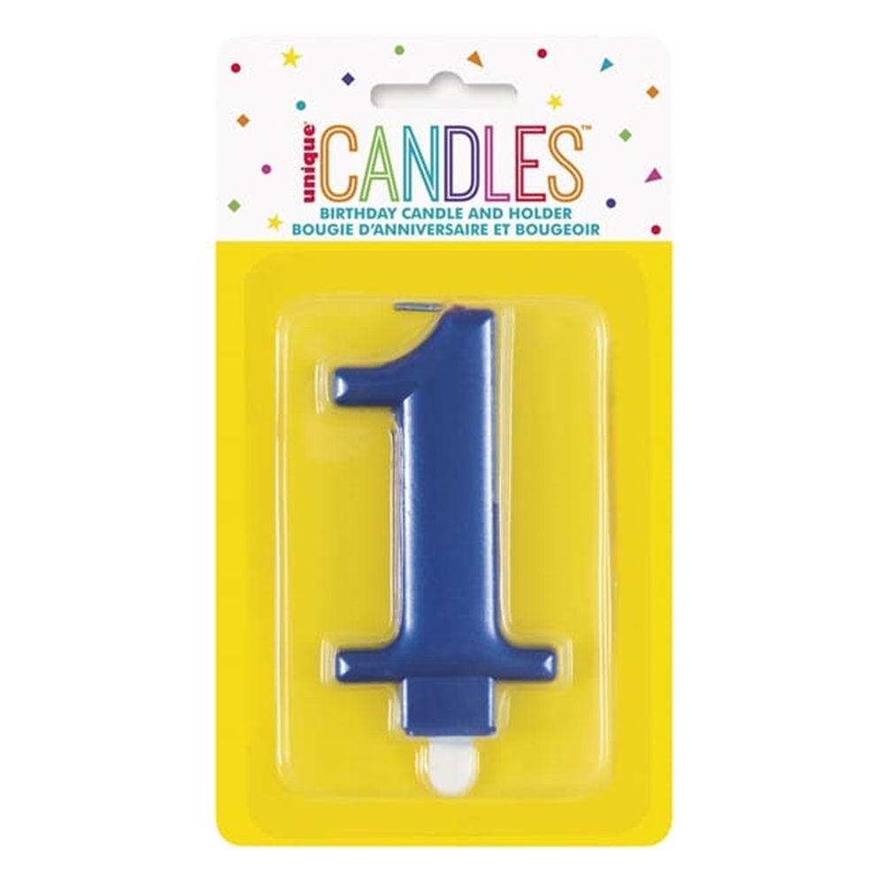 يونيك - شمعة عيد ميلاد رقم 1 - أزرق