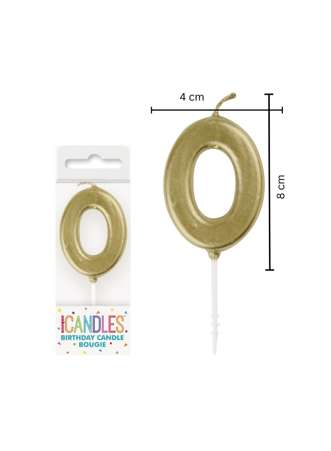Unique - Number 0 Candle - Gold